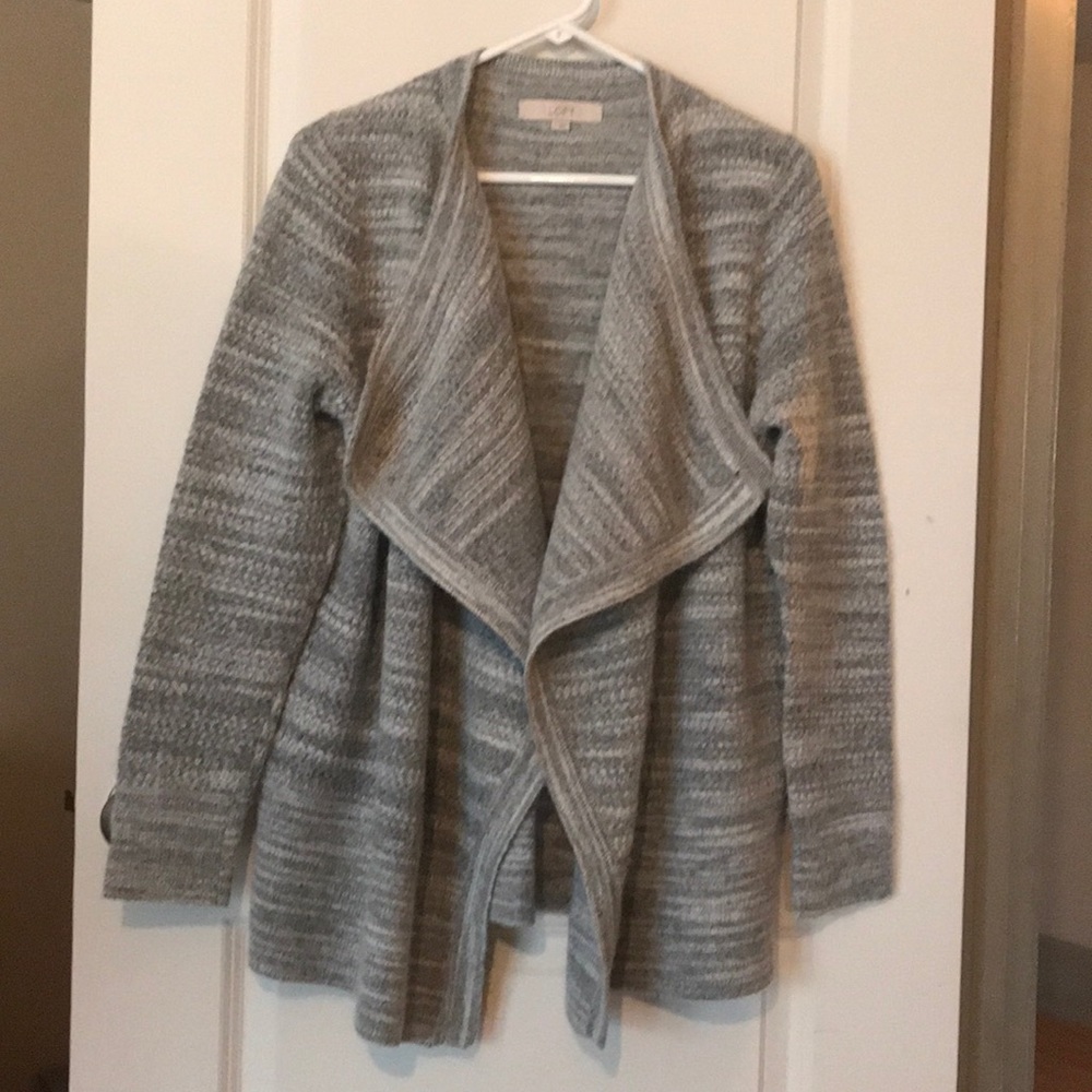 LOFT Large Gray & White Sweater
